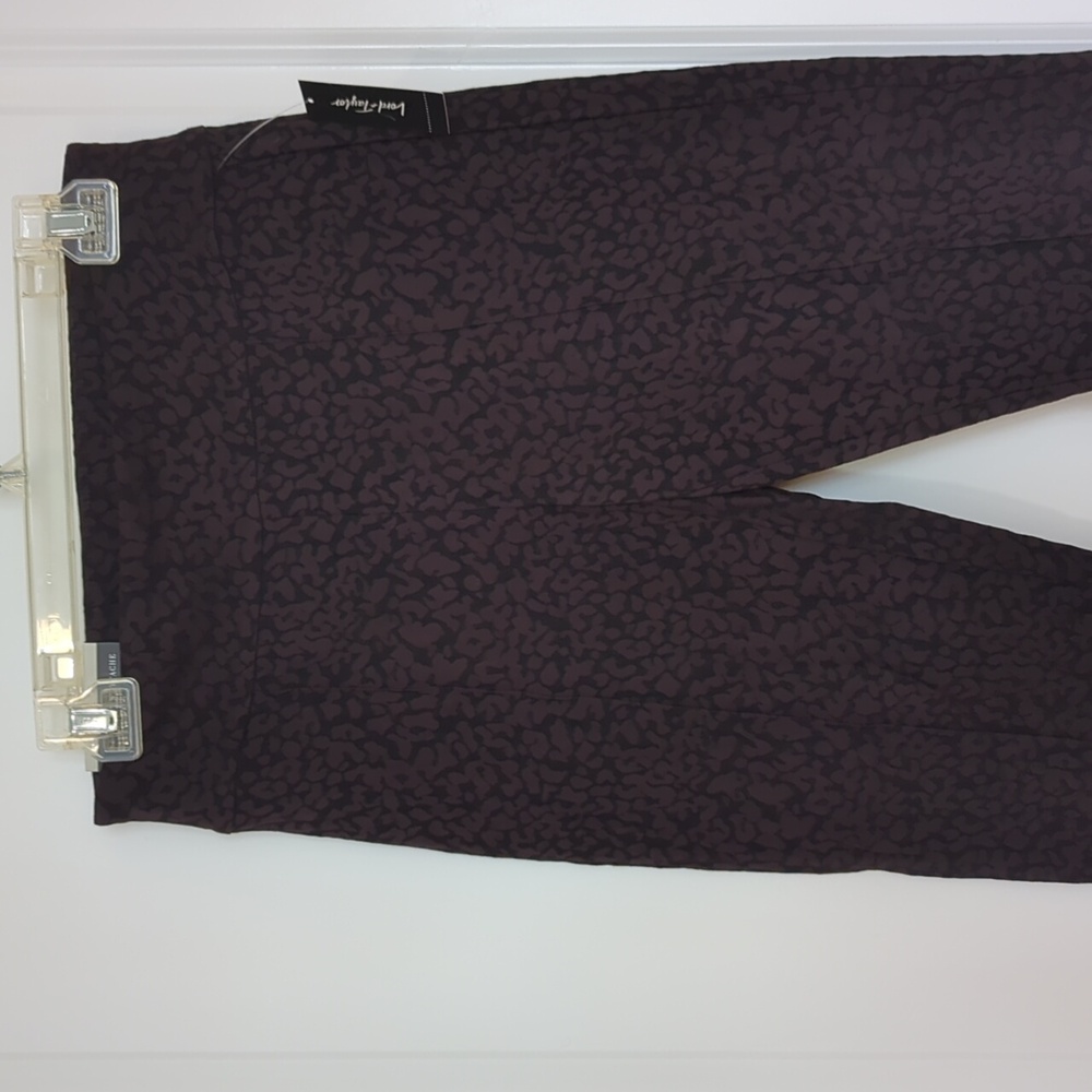 NWT Lord and Taylor leopard print black slacks